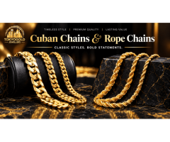 Shop 10K, 14K, 18K Cuban Chains and Rope Chains in Texas, USA