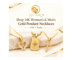 Shop 14K Women & Mens Gold Pendants Necklace in USA, Texas goldenlinq